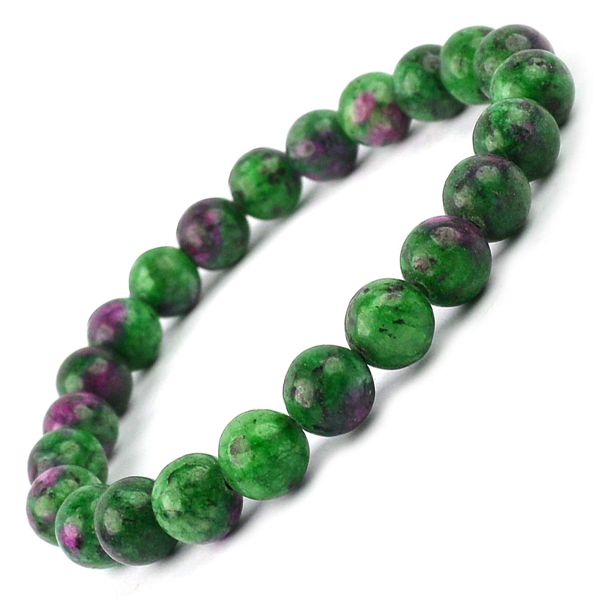 Natural Ruby Zoisite Bracelet - 8mm Semi Precious Gemstone Beads for Reiki Healing and Chakra Balance Default Title